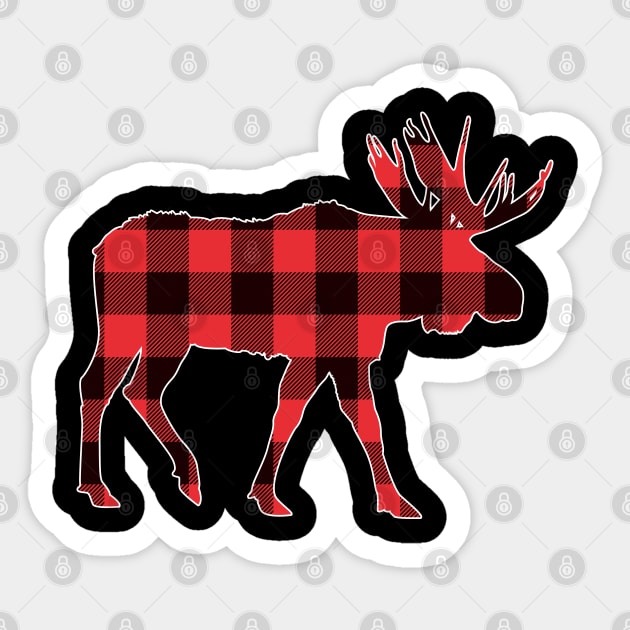 Santa Deer Plaid Red Buffalo Animal Merry Christmas Pajamas Family Sticker by Johner_Clerk_Design